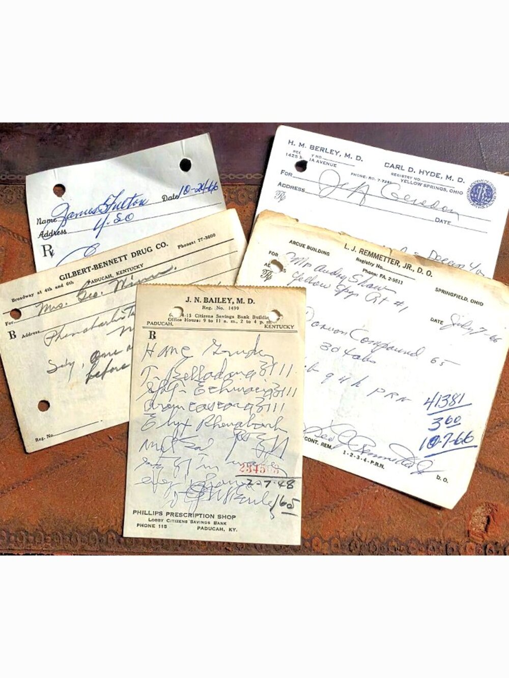 5 Rx Prescriptions 1960s Handwritten Vintage Ephemera Drug Pharmacy Collectibles